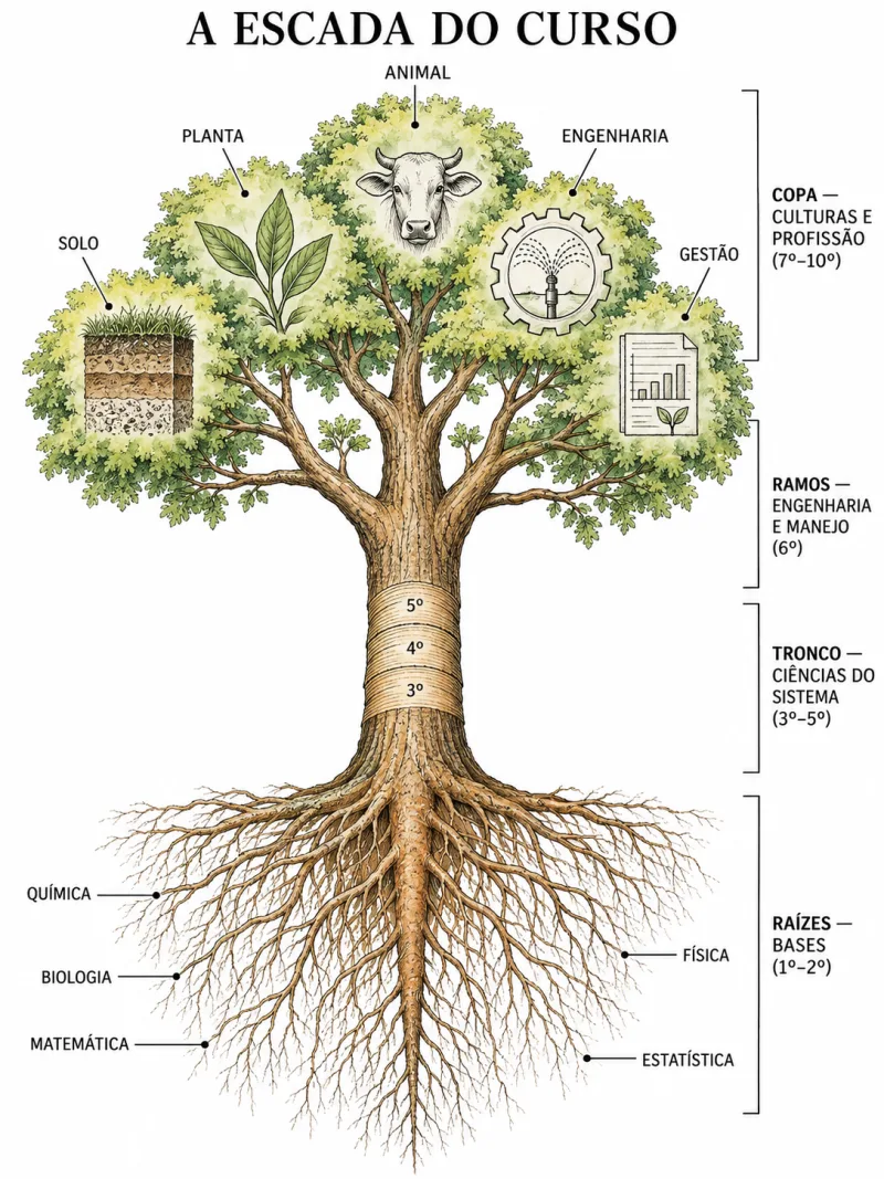 Prancha da árvore do conhecimento da Agronomia.